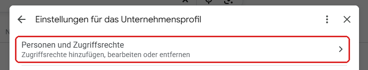 Schritt 2: Personen und Zugriffsrechte anklicken